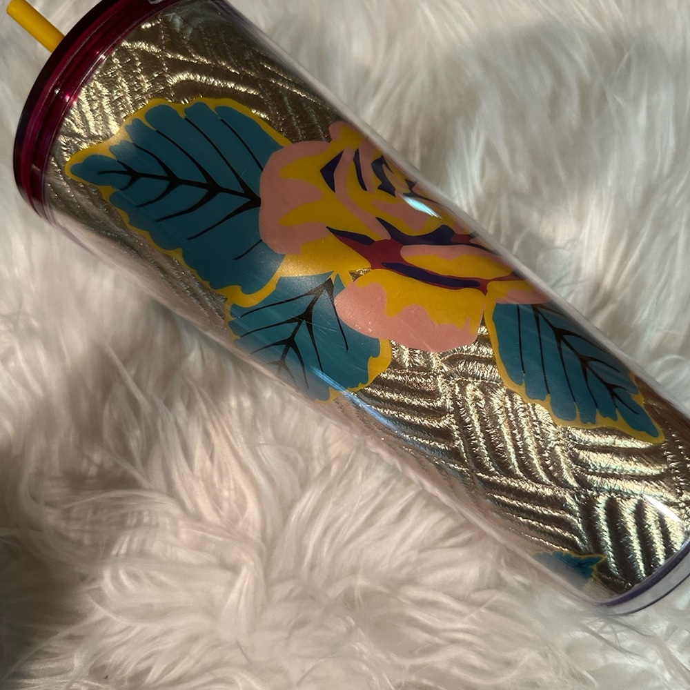 Floral Insulated Starbucks Tumbler with Straw